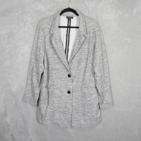Torrid Gray Knit Blazer Women's Plus Size 4 3/4 Sleeve Career Casual - Picture 1 of 13